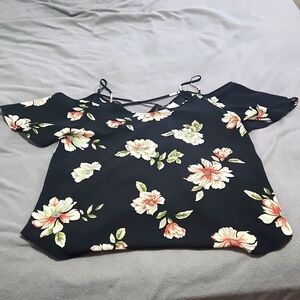 Cold shoulder, spaghetti strap, floral top
